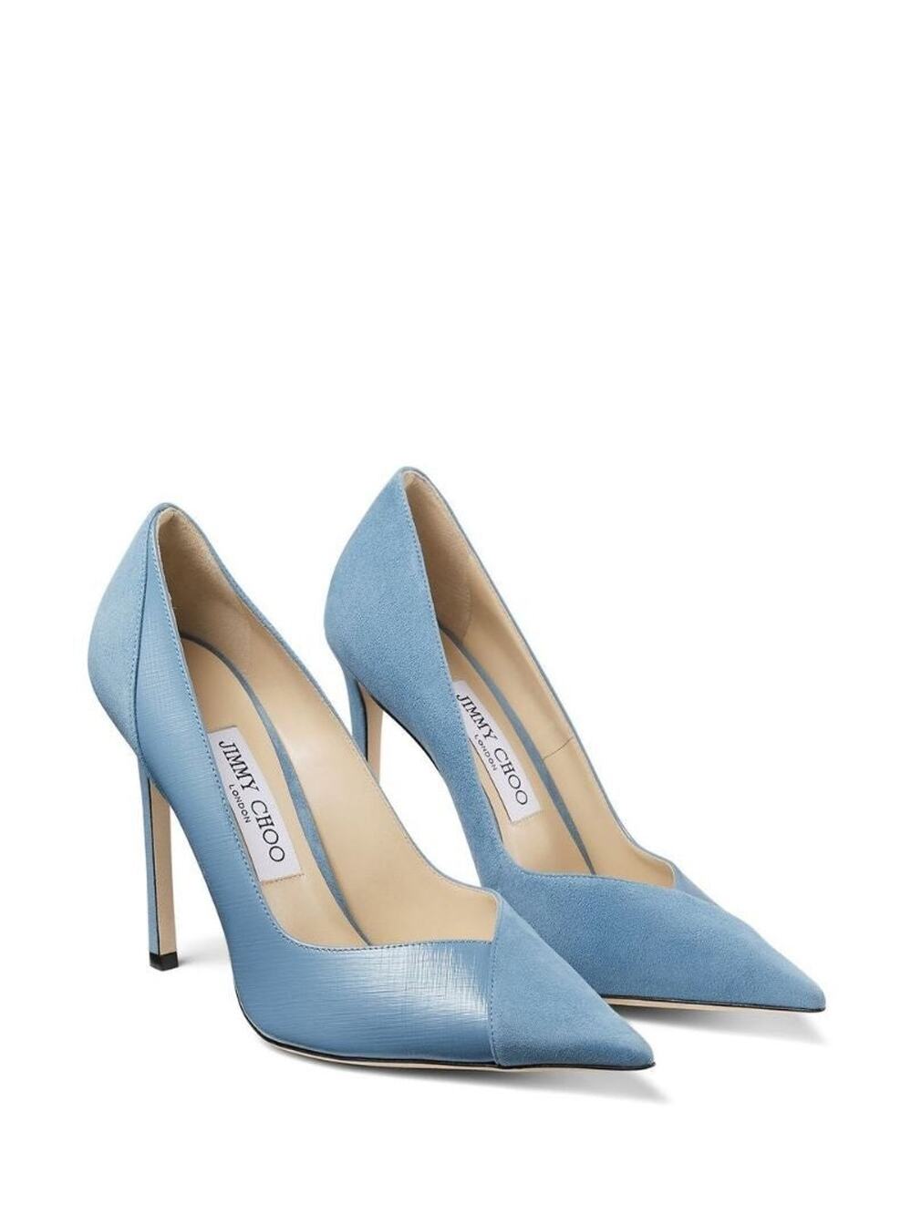 Jimmy Choo Cass 110 Smoky Blue Suede and Etched Patent Leathe - 8